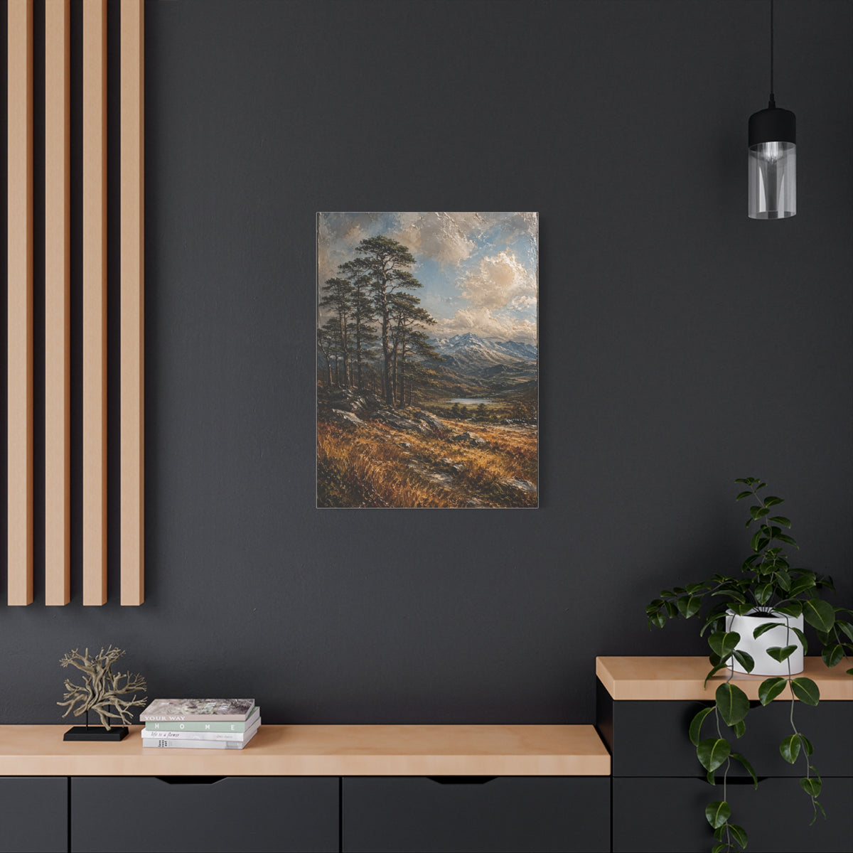 Mountain Pine Landscape Oil Painting Trees Wall Art & Canvas Print