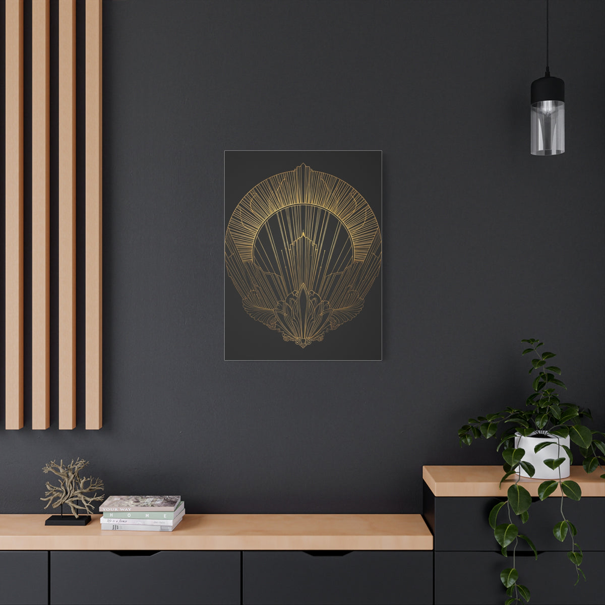 Deco Halo Emblem Black & Gold Wall Art & Canvas Prints