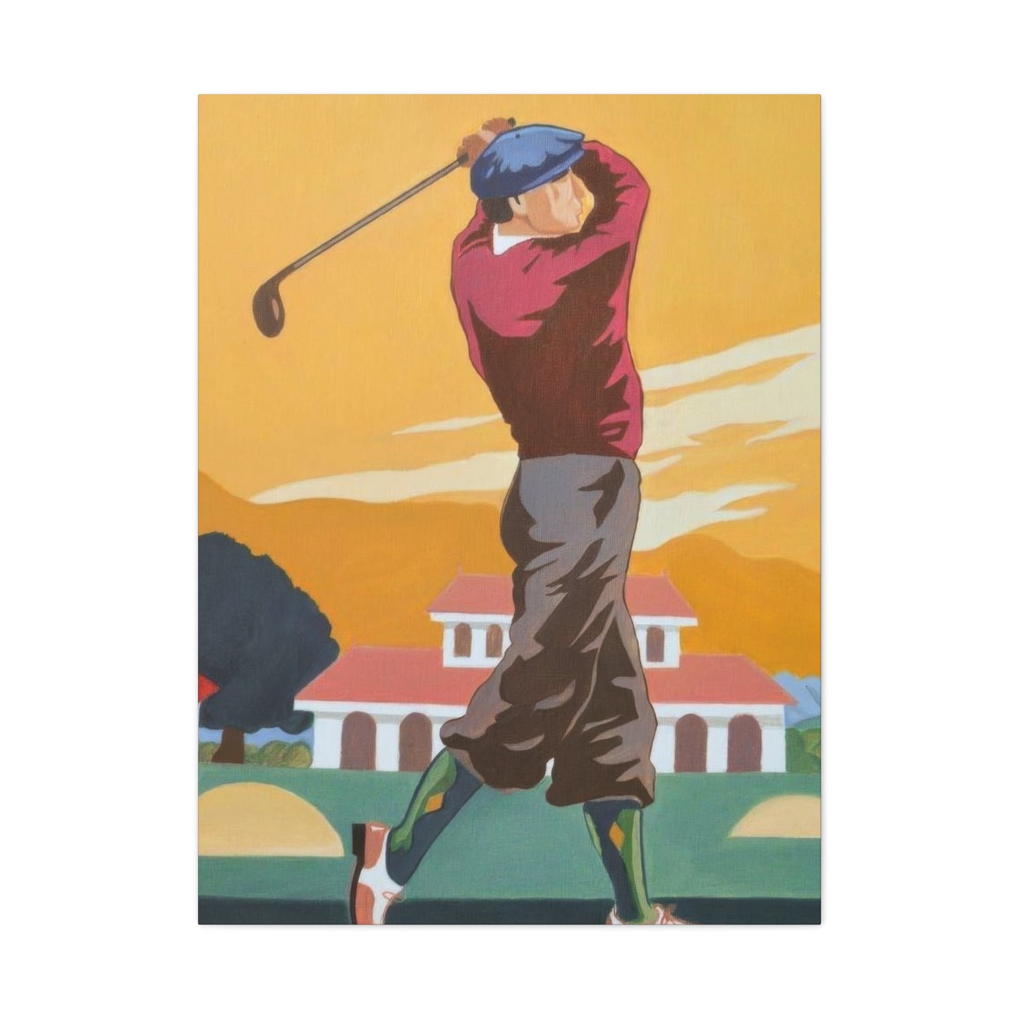 Golf Shot Green Orange Wall Art & Canvas Prints