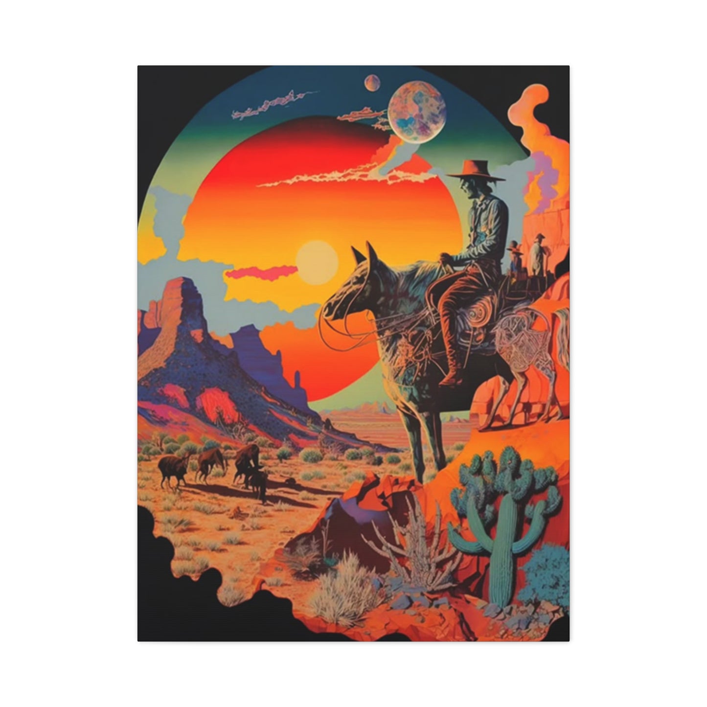 Cowboy In Grand Canyon Of Arizona Wall Art & Canvas Prints