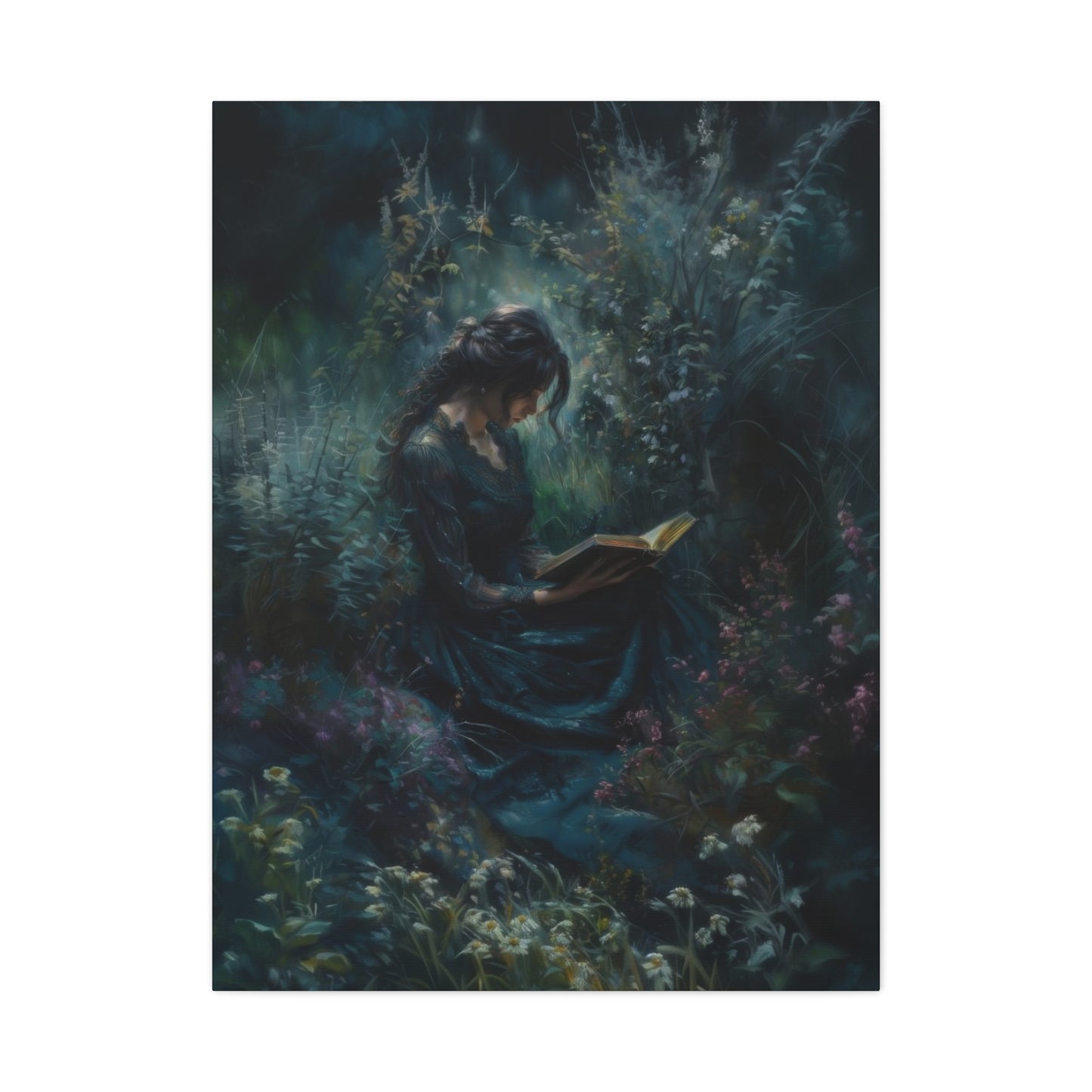 Lady Reading Dark Wall Art & Canvas Prints