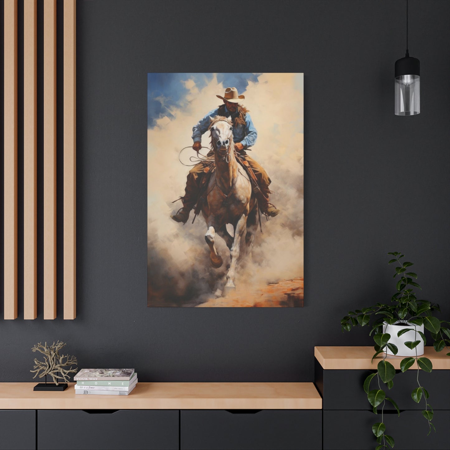 Cowboy Speeding With Horse Wall Art & Canvas Prints