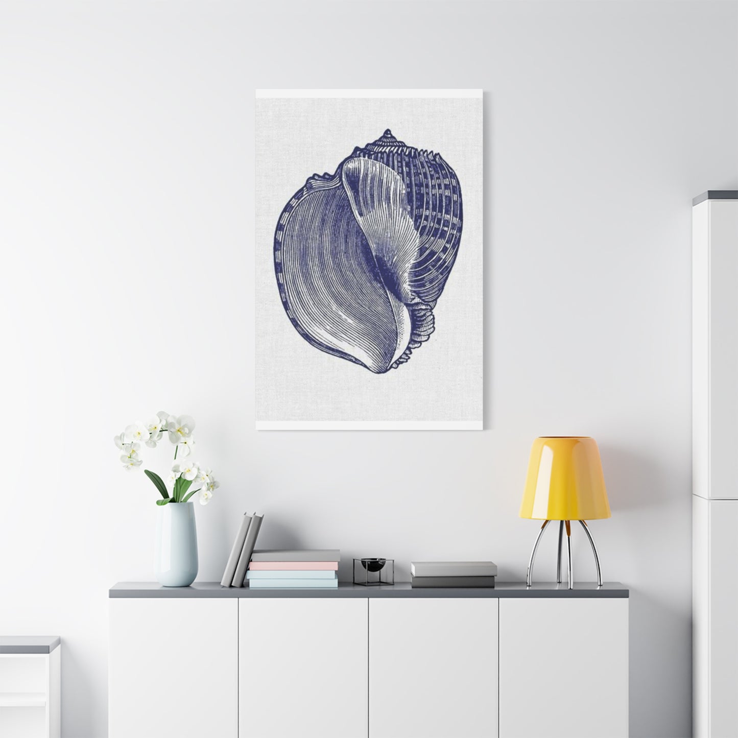 Beautiful Blue Shell Shape Drawing Wall Art & Canvas Prints