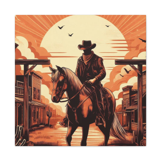 Cowboy Posing At Sunset Wall Art & Canvas Prints