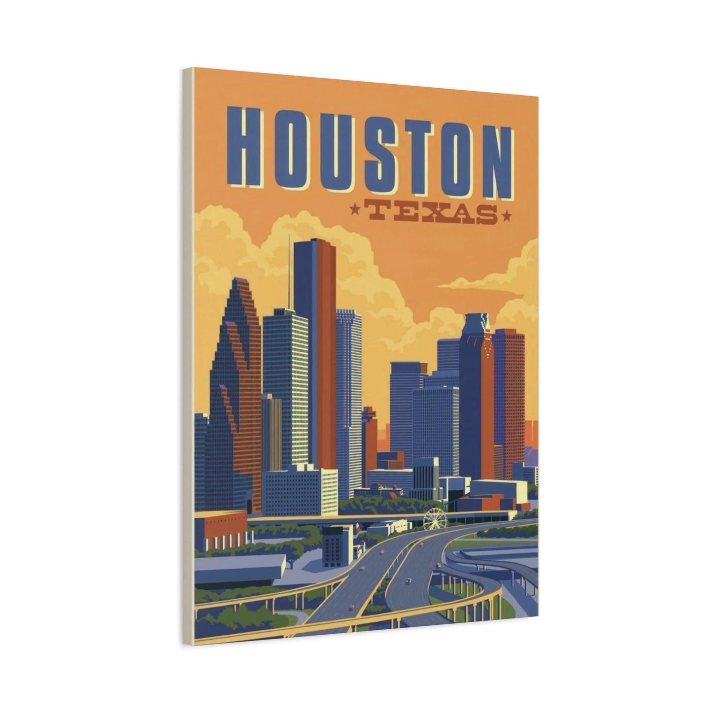 Houston Skyline Vintage Wall Art & Canvas Prints
