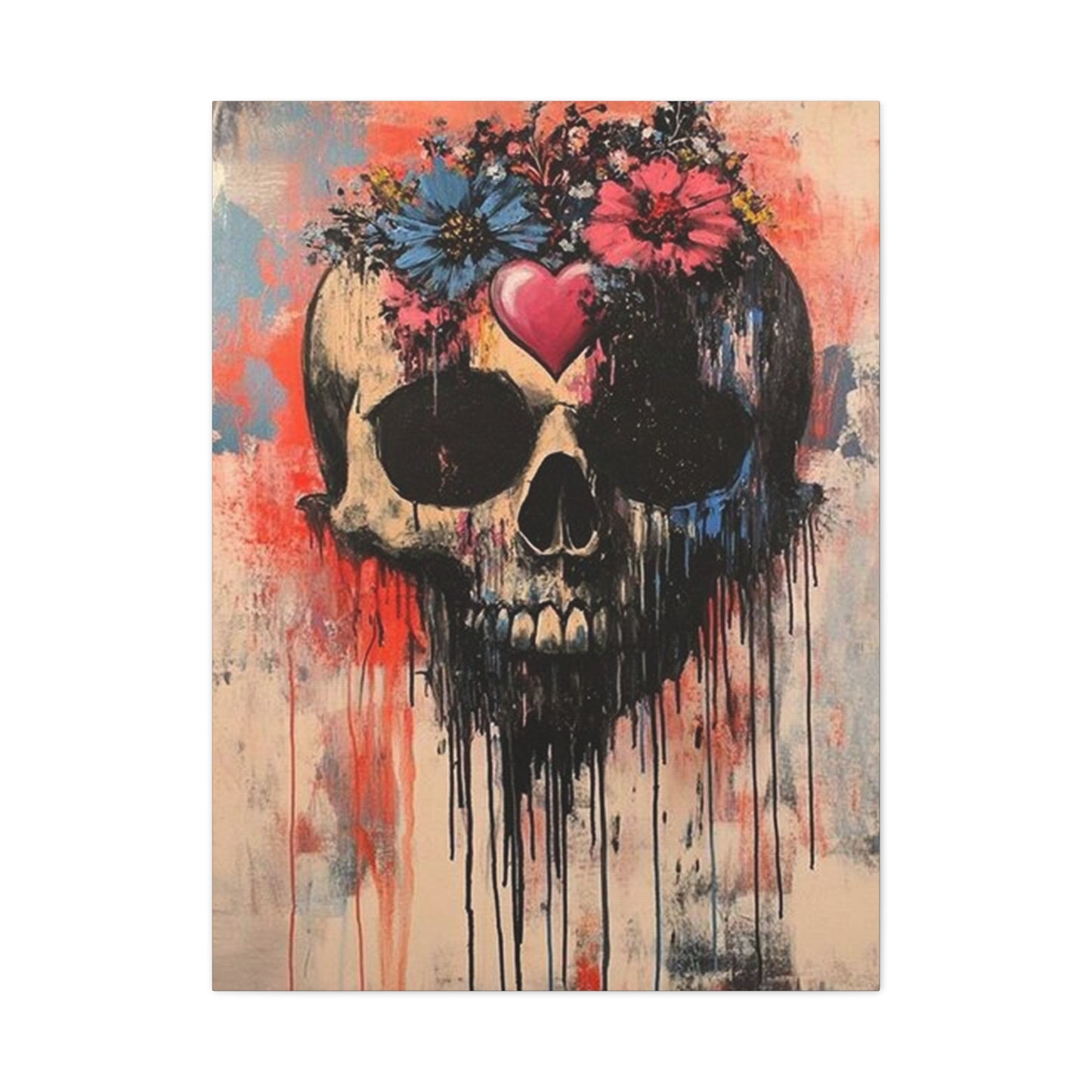 Colorful Flowers On Skull Poster Wall Art & Canvas Prints