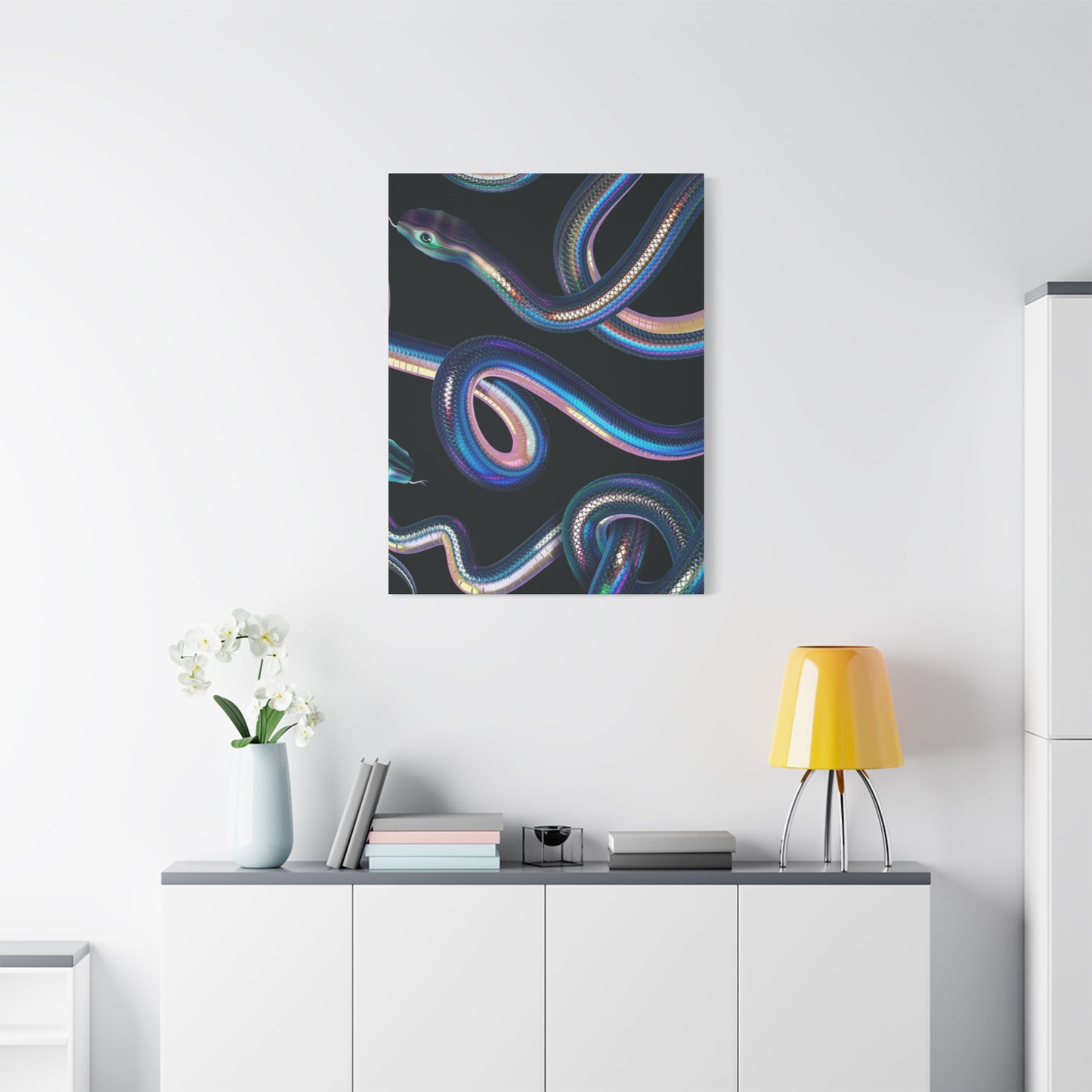 Snake On Black Canvas Wall Art & Canvas Prints