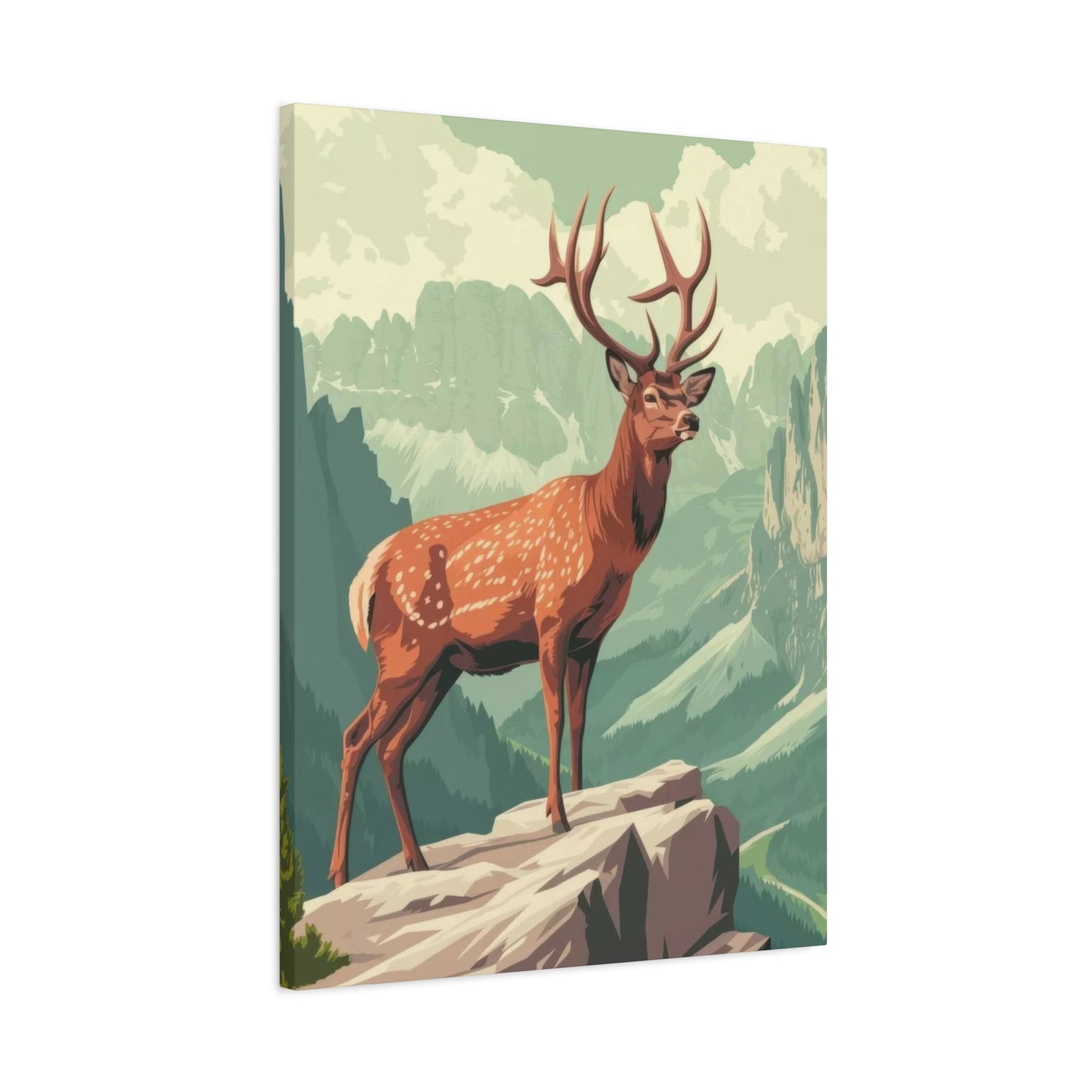 Deer Standing On A Cliff Wall Art & Canvas Prints