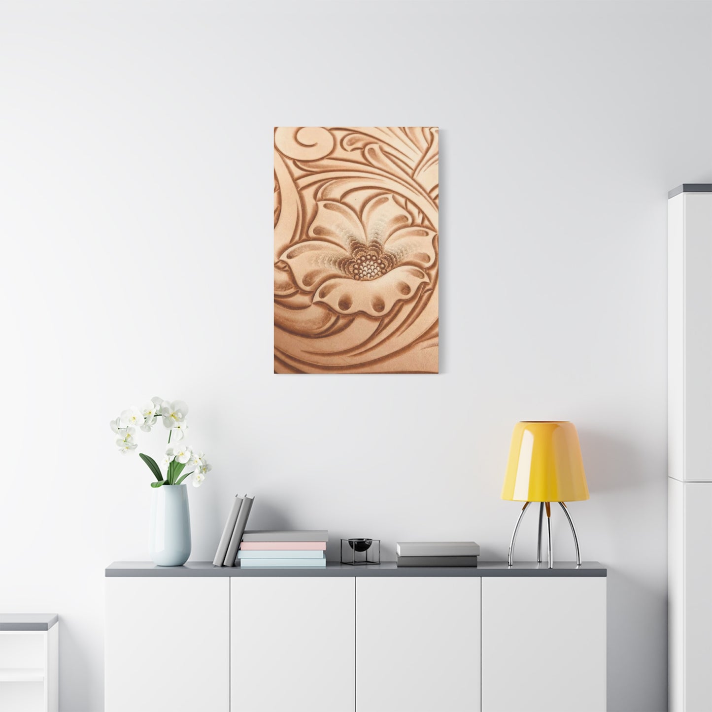 Flower On Leather Wall Art & Canvas Prints