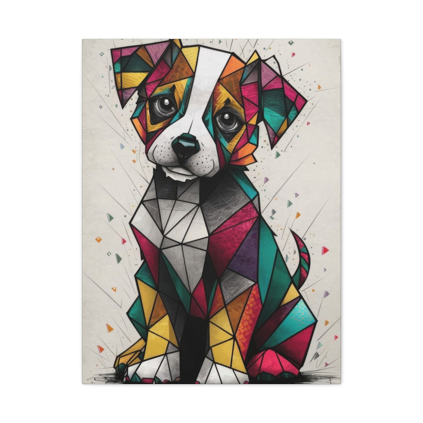 Cute Dog Cubism Wall Art & Canvas Prints