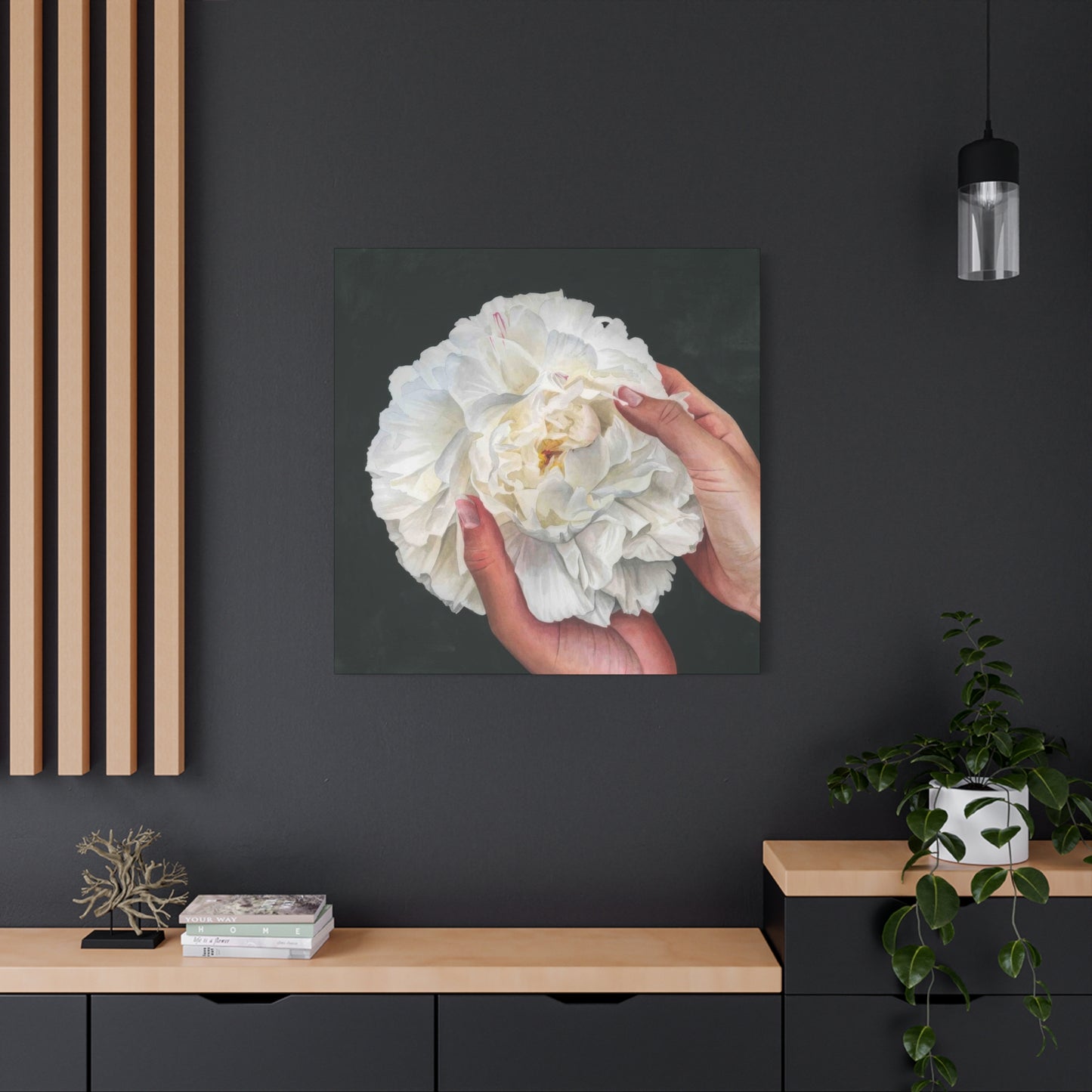 Grace Popp Holding White Flower Wall Art & Canvas Prints