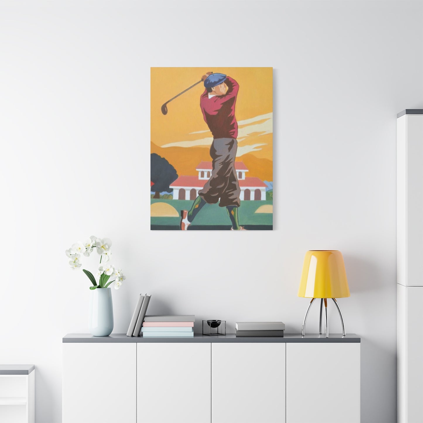 Golf Shot Green Orange Wall Art & Canvas Prints