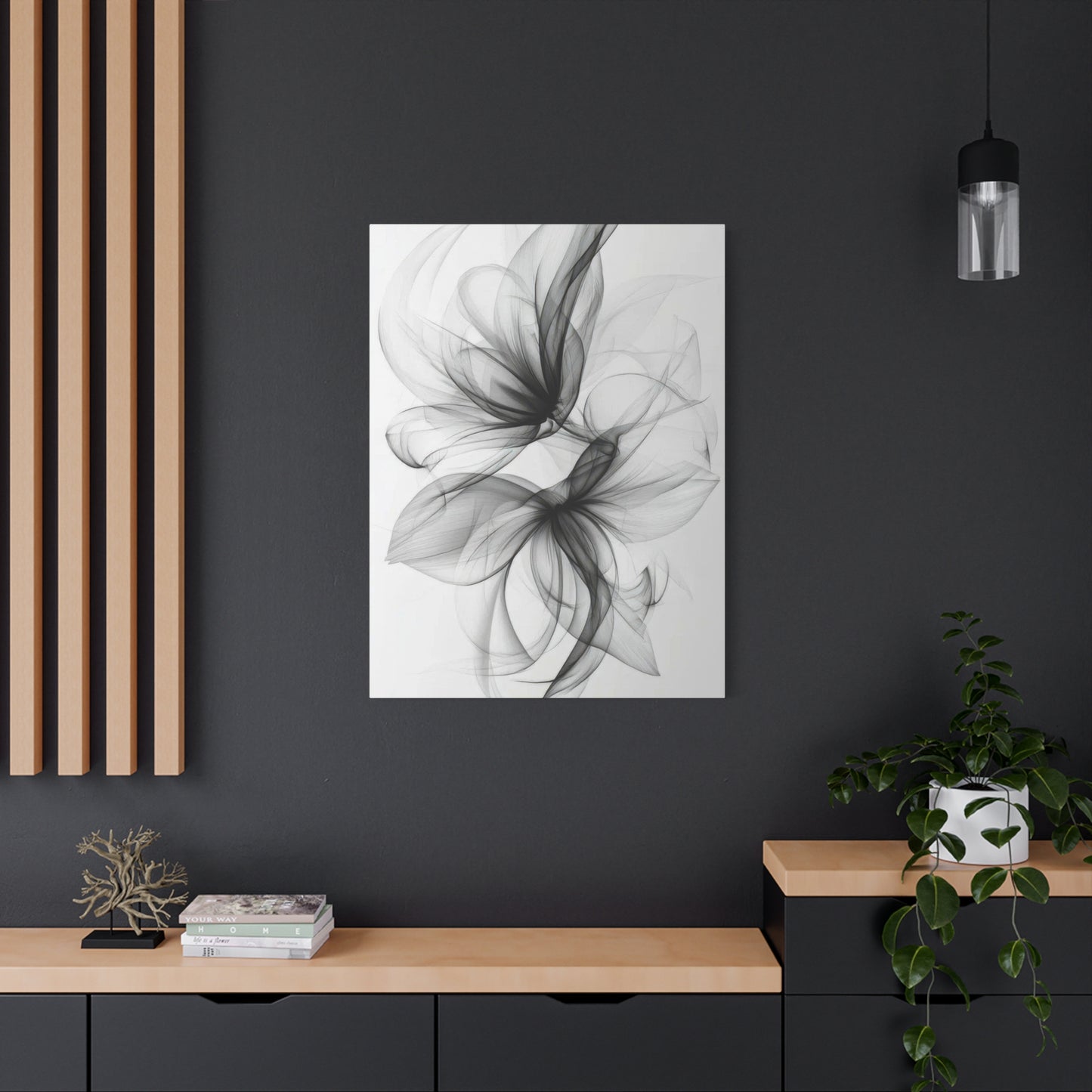 Flower Lines Grey Wall Art & Canvas Prints
