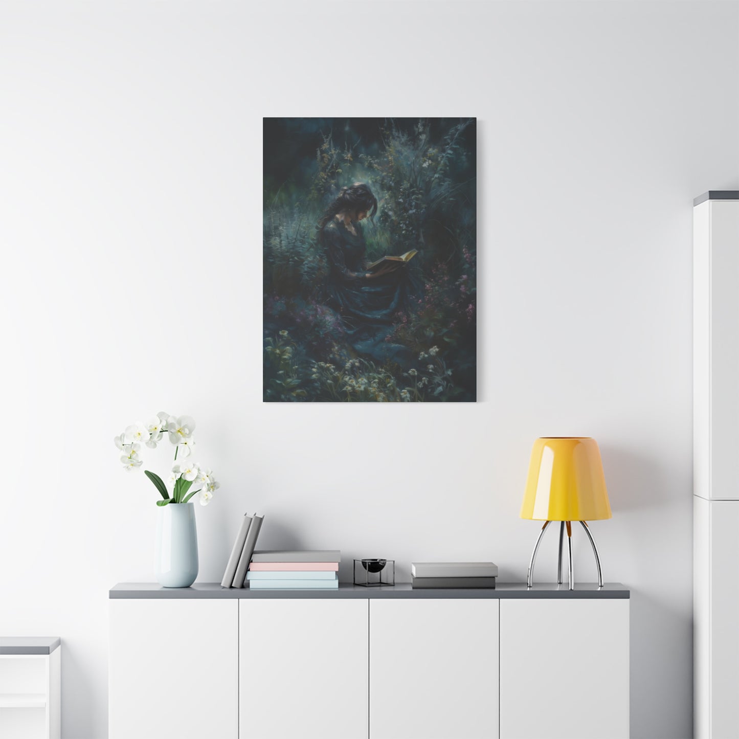 Lady Reading Dark Wall Art & Canvas Prints