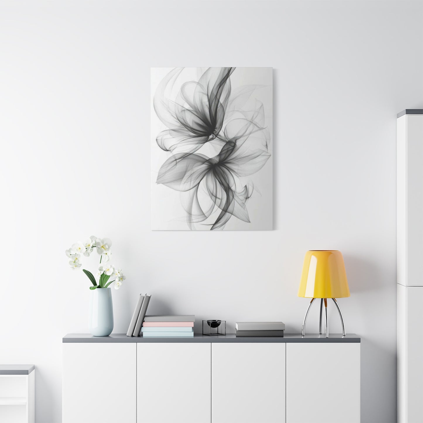 Flower Lines Grey Wall Art & Canvas Prints
