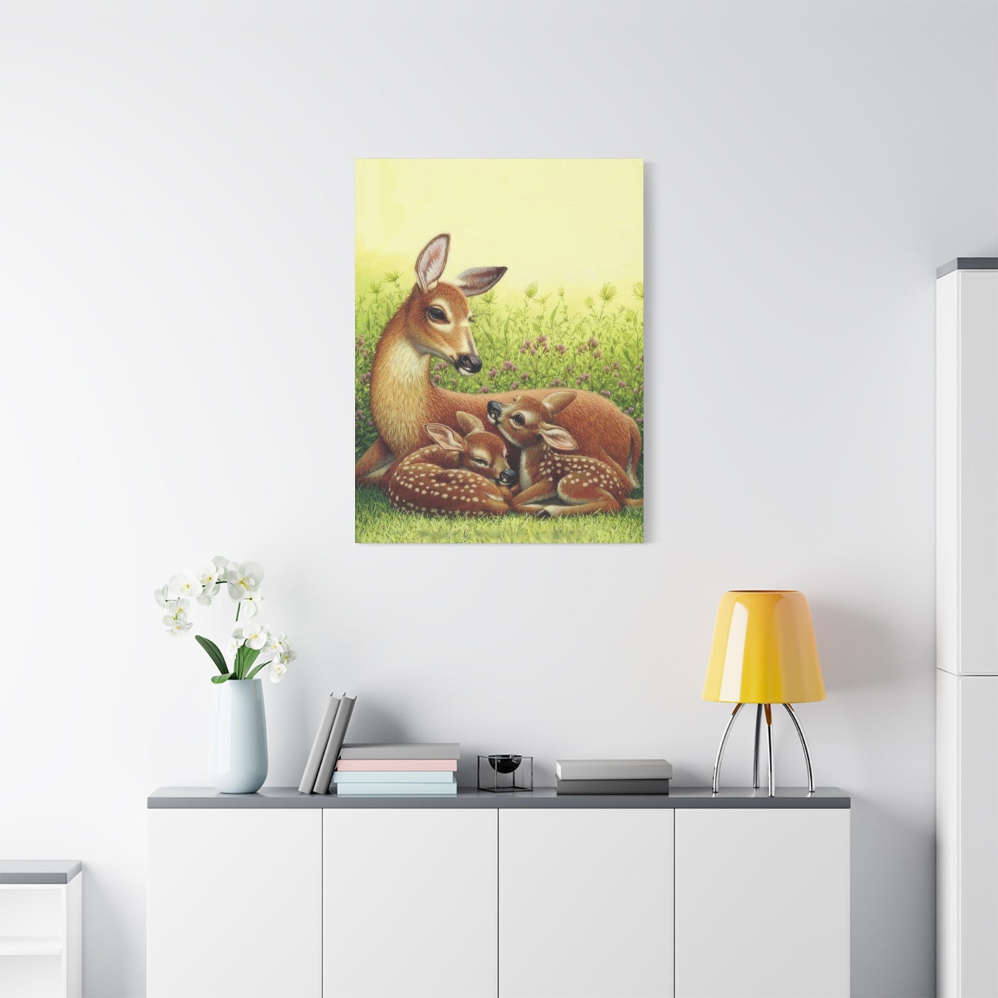 Deer With Its Babies Lying Wall Art & Canvas Prints