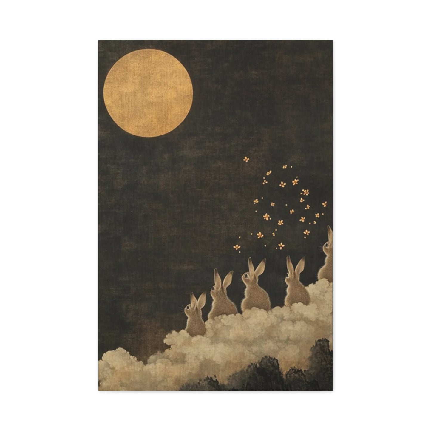 Moon & Rabbits Painting Wall Art & Canvas Prints