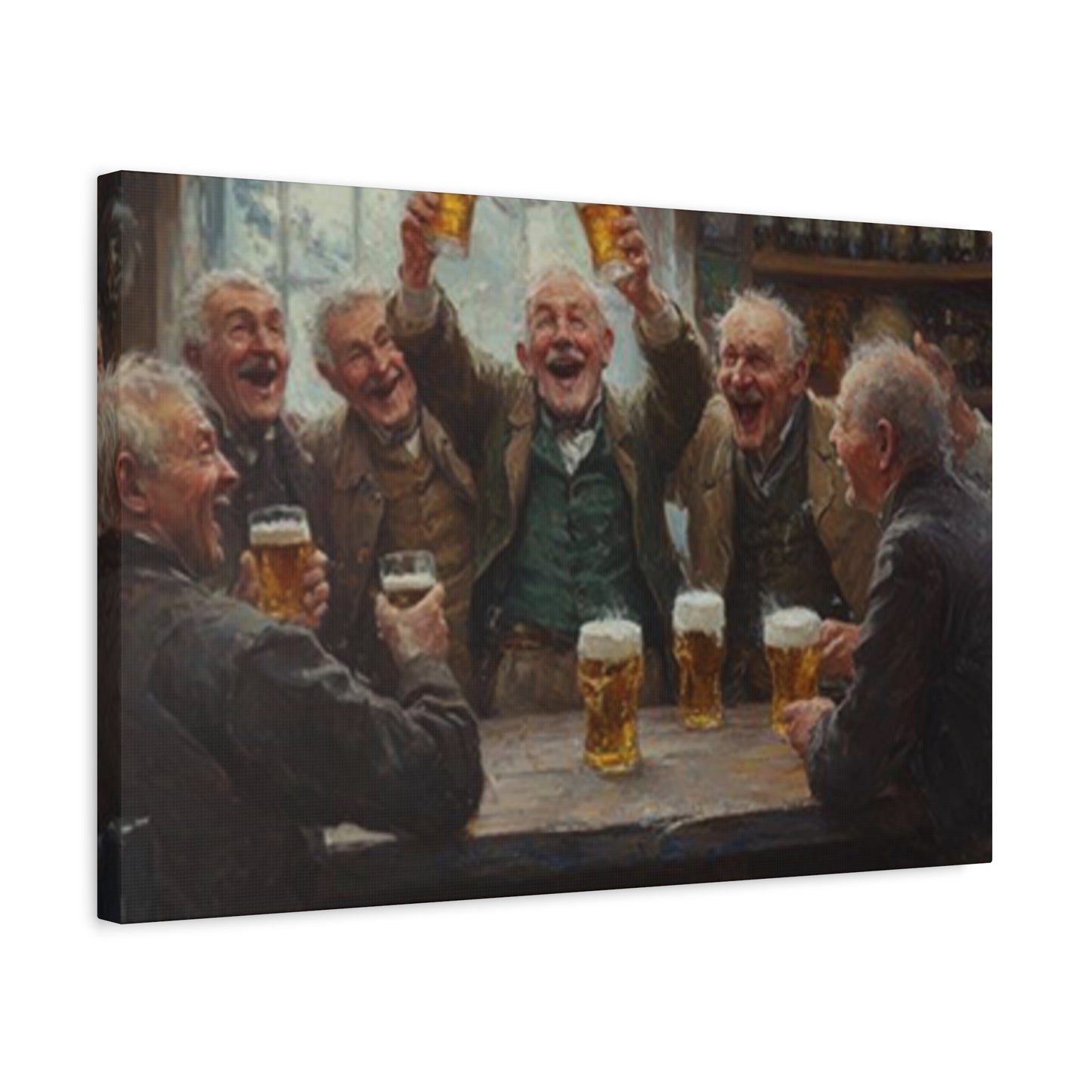 Old People Enjoying Drinks Painting Wall Art & Canvas Prints