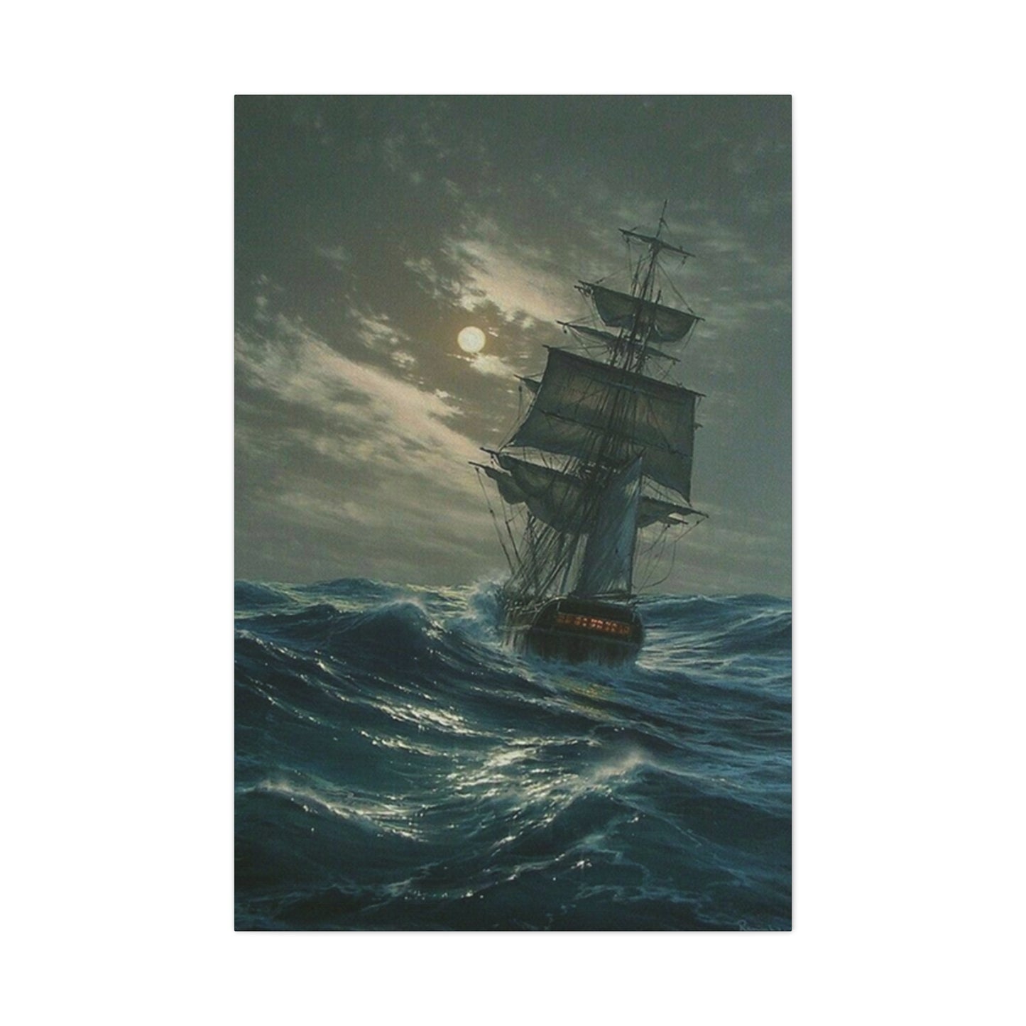 Ship Sailing On Large Waves Wall Art & Canvas Prints