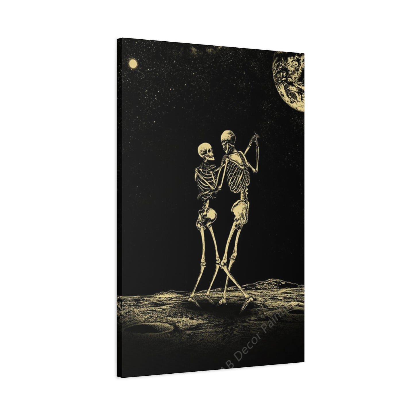 Dancing Skeleton On Moon Wall Art & Canvas Prints