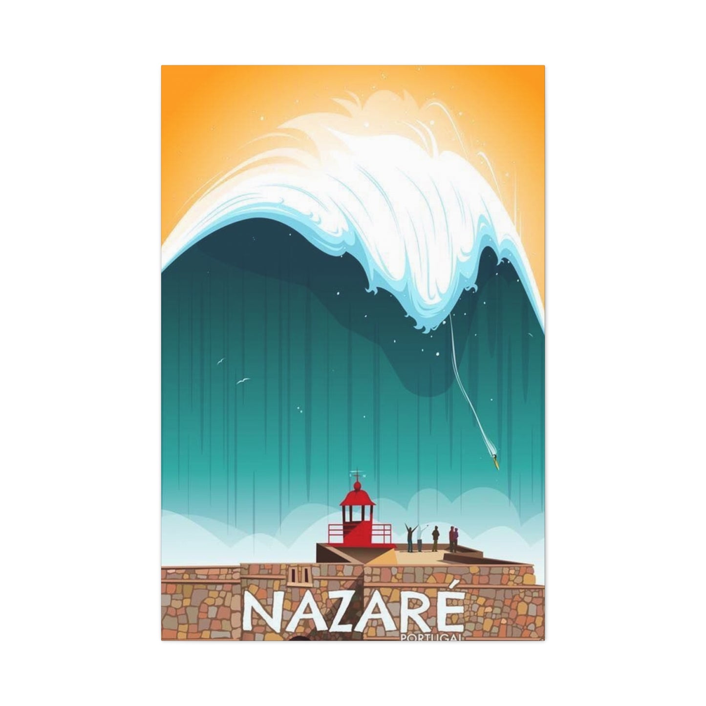 Nazare Surfing Painting Wall Art & Canvas Prints
