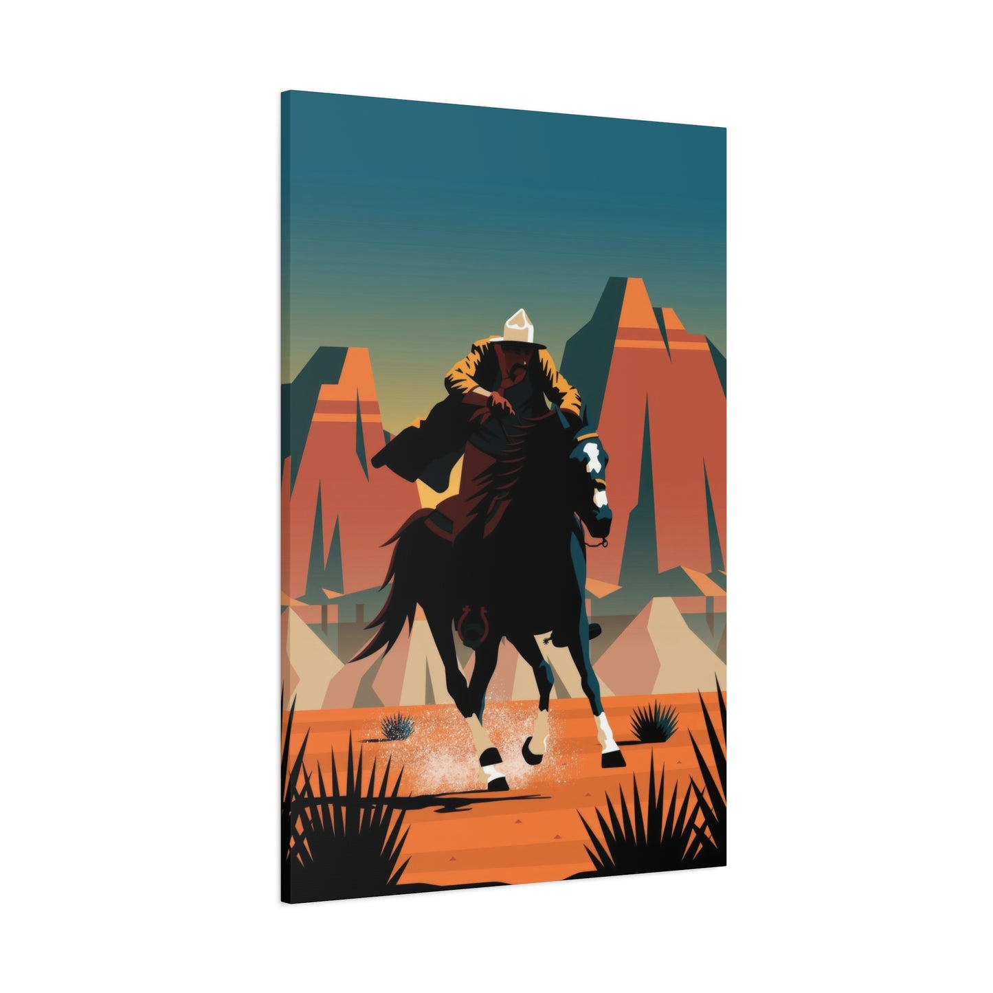 Cowboy On Galloping Horse Wall Art & Canvas Prints