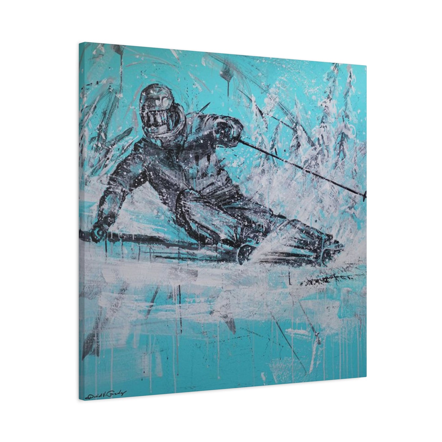 Skiing In White Snow Poster Wall Art & Canvas Prints