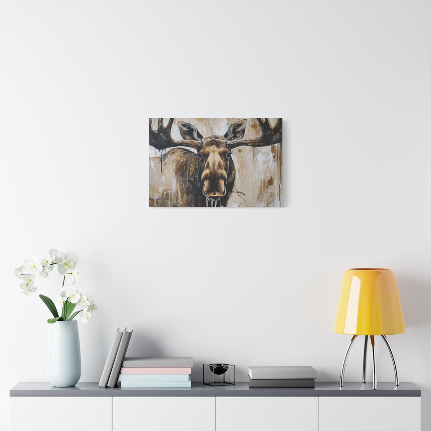 Scary Moose Wildlife Painting Wall Art & Canvas Prints