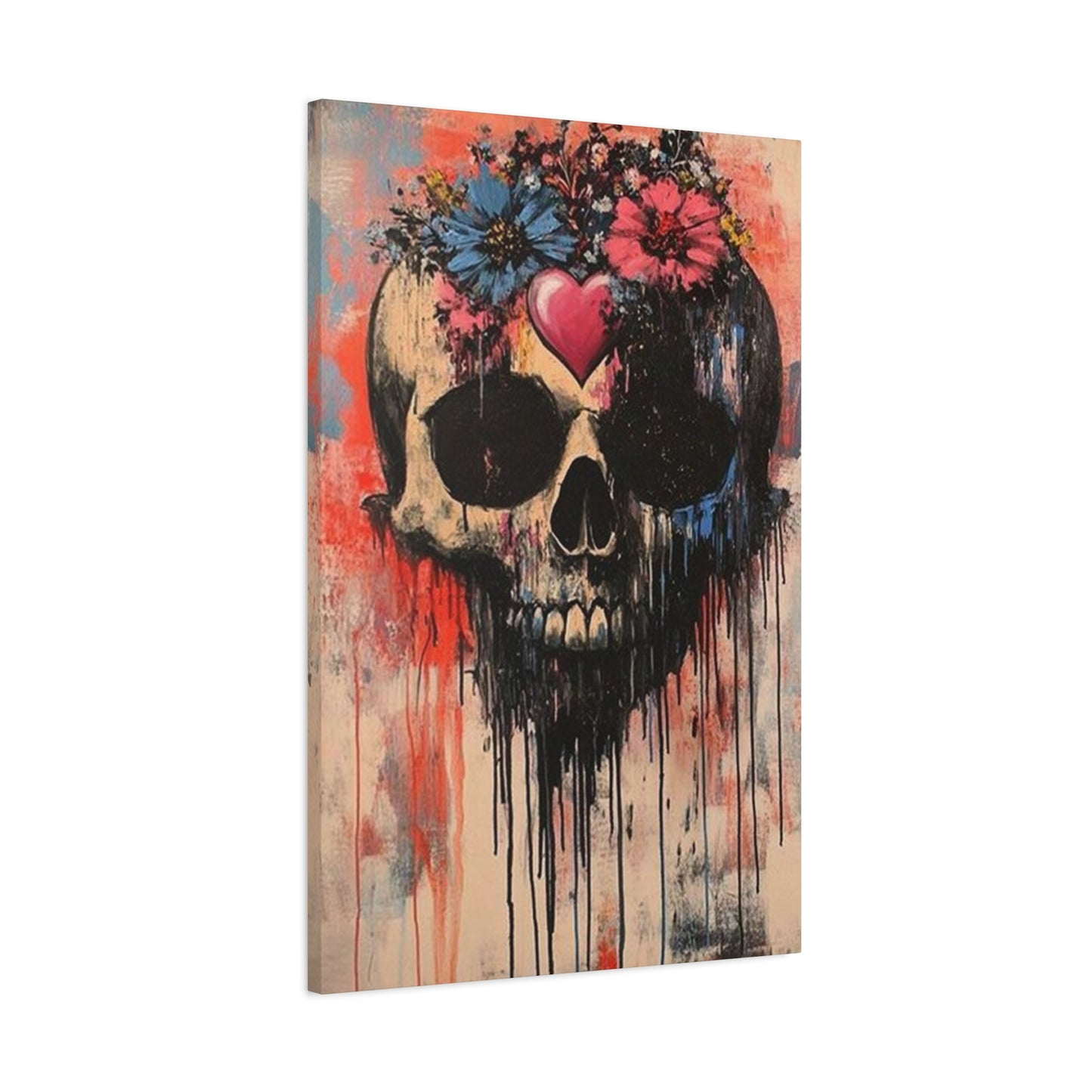 Colorful Flowers On Skull Poster Wall Art & Canvas Prints