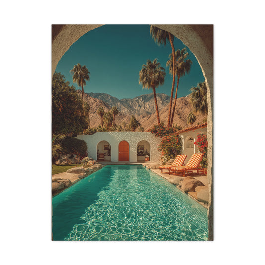 Palm Springs Courtyard Pool Escape Wall Art & Canvas Print