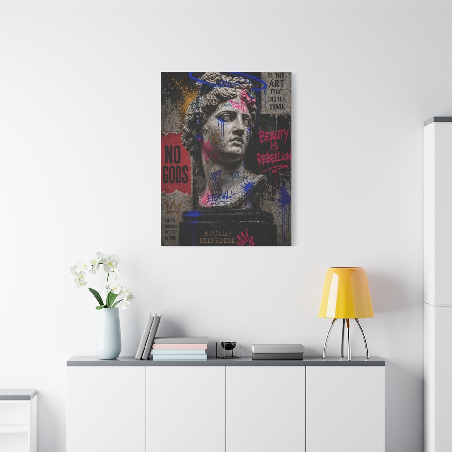 Graffiti Apollo Bust Rebellion Street Wall Art & Canvas Print