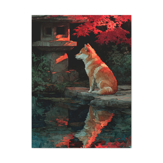 Shiba Inu Kyoto Garden Reflection Wall Art & Canvas Print