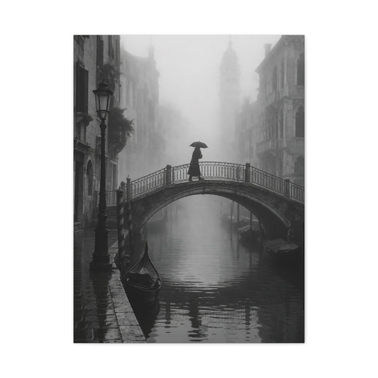 Venetian Bridge Fog Scene Wall Art & Canvas Print