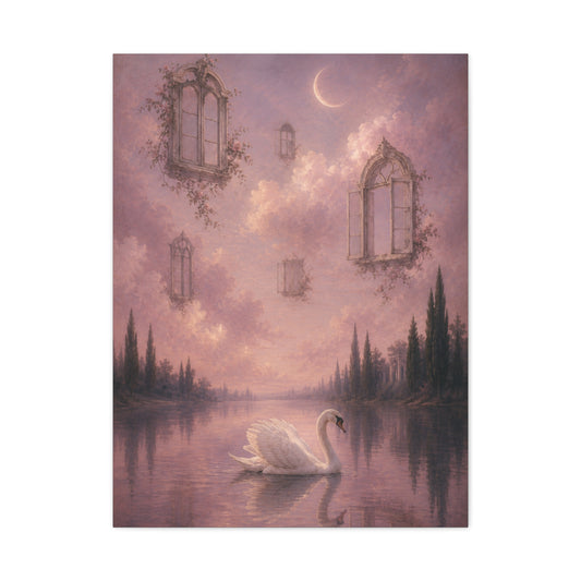 Surreal Swan & Floating Windows Dreamscape Wall Art & Canvas Print