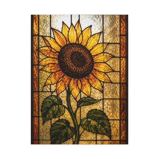 Classic Stained Glass Sunflower Panel Wall Art & Canvas Print