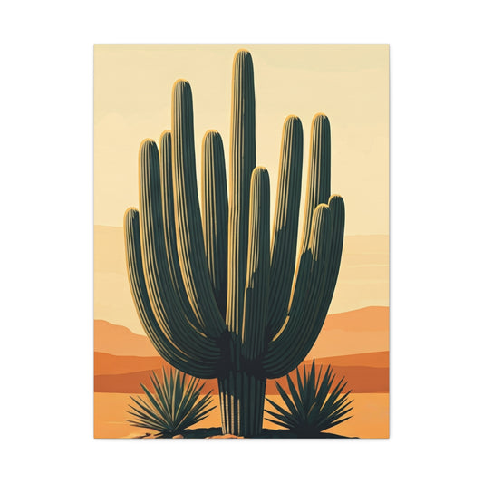 Golden Desert Saguaro Illustration Wall Art & Canvas Prints