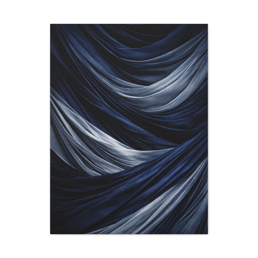 Draped Navy Textile Abstraction Wall Art & Canvas Print