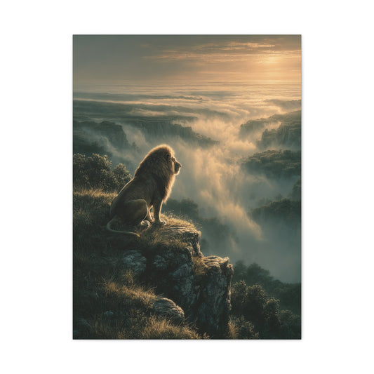 Lion on Cliff at Sunrise Sovereign View Wall Art & Canvas Print