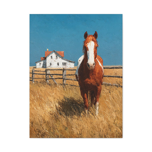 Chestnut Horse Farm Meadow Wall Art & Canvas Print