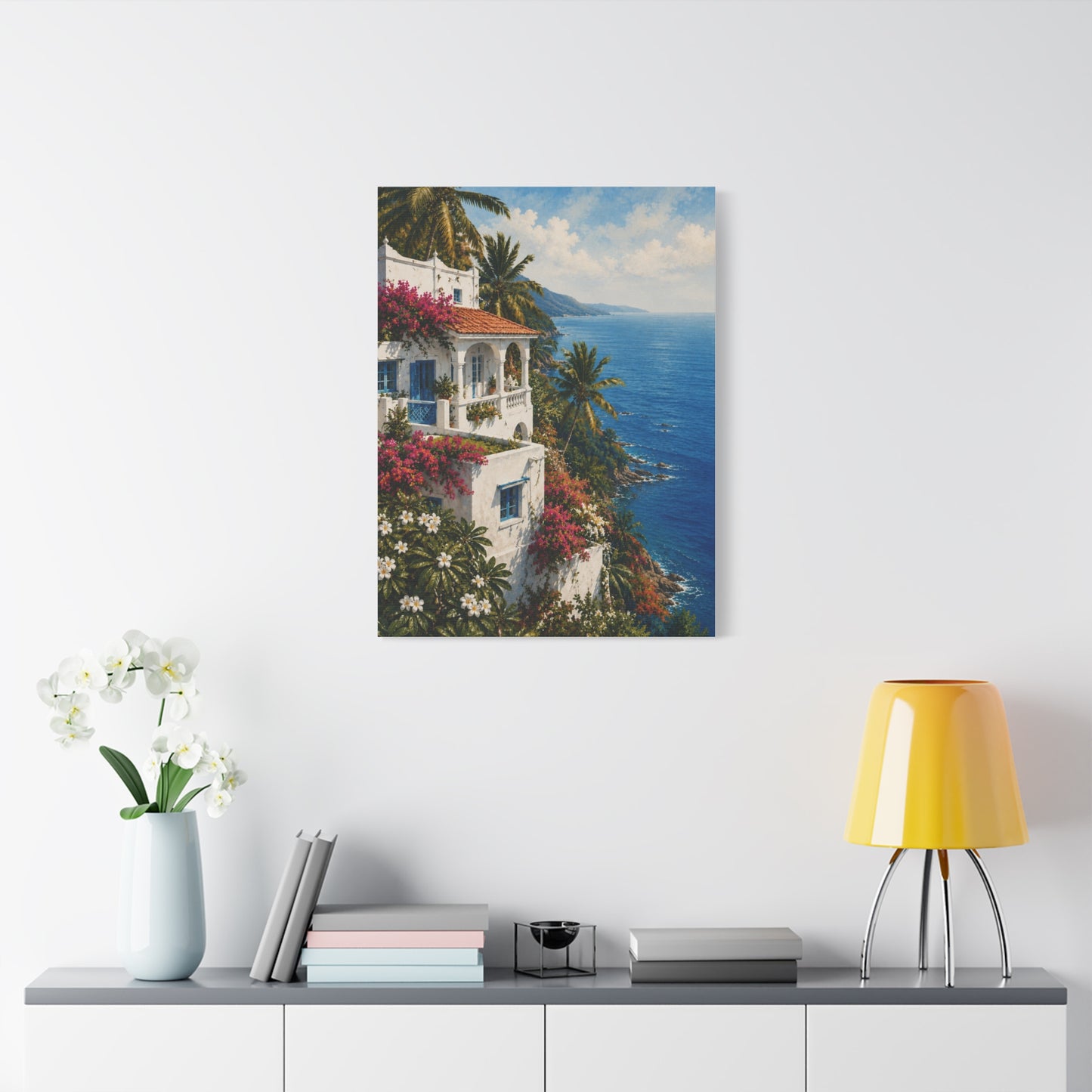 Mediterranean Coastal Villa Escape Tropical Wall Art & Canvas Print