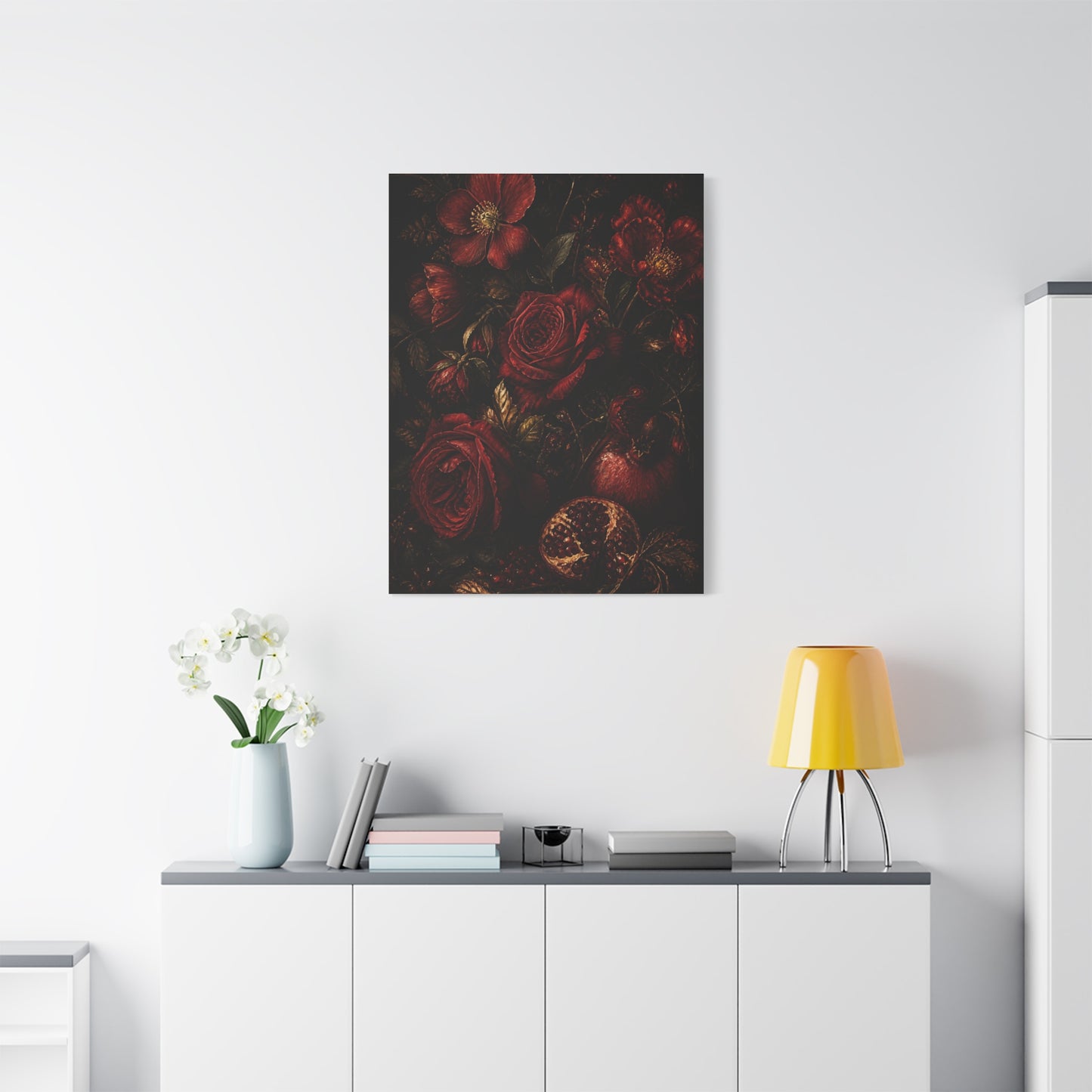 Dark Red Botanical Still Life Wall Art & Canvas Print