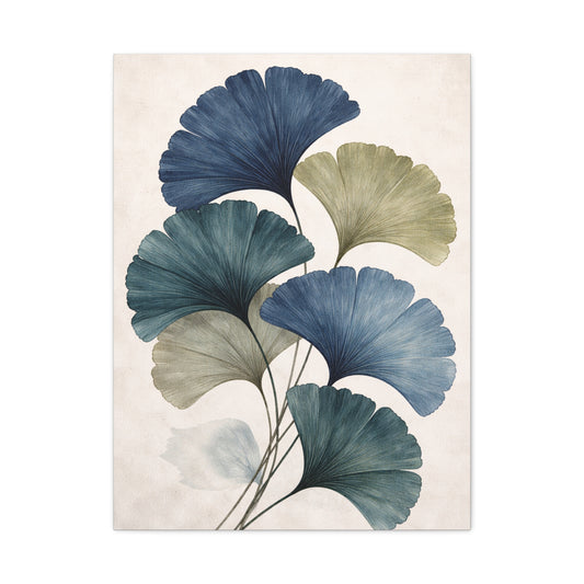 Navy Ginkgo Botanical Elegance Wall Art & Canvas Print