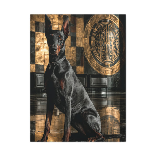Doberman Art Deco Portrait Wall Art & Canvas Print