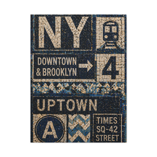 Subway Tile Mosaic Typography Wall Art & Canvas Print