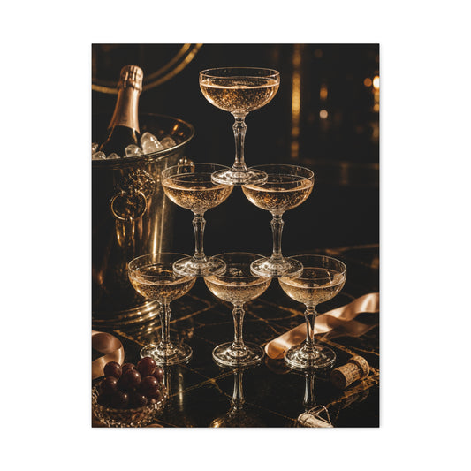 Champagne Coupe Tower Celebration Wall Art & Canvas Print