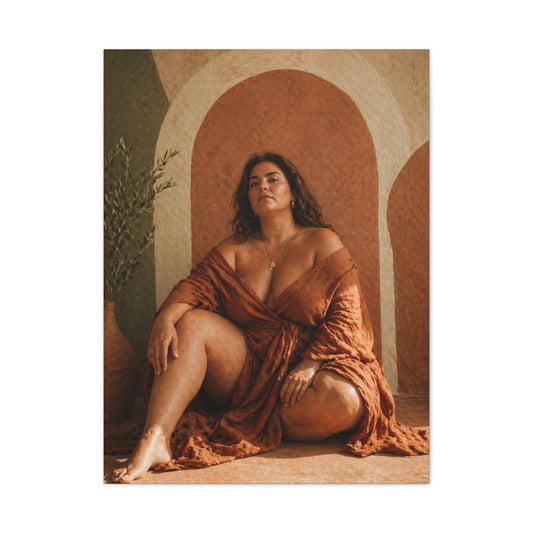 Boho Body-Positive Seated Portrait Wall Art & Canvas Print