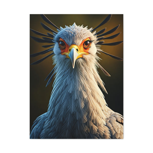 Majestic Secretary Bird Portrait Wall Art & Canvas Prints