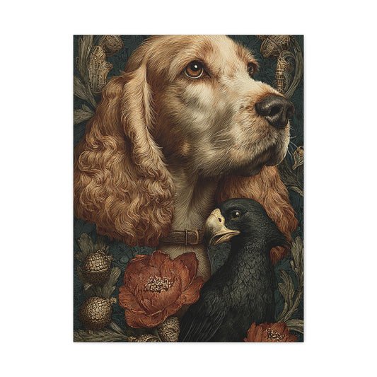 English Cocker Spaniel Botanical Heritage Portrait Wall Art & Canvas Print