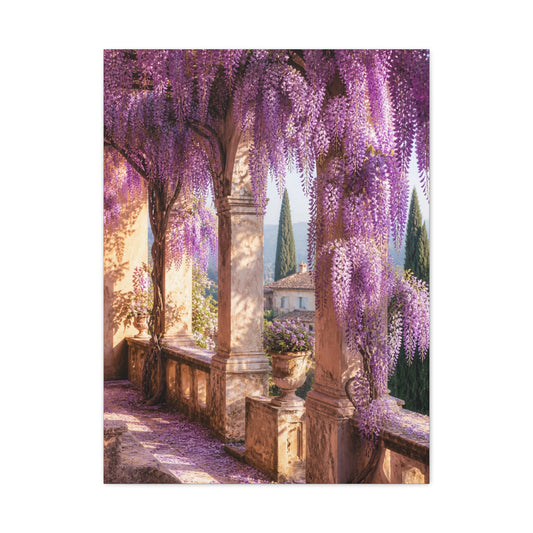 Cascading Wisteria Balcony Scene Wall Art & Canvas Print