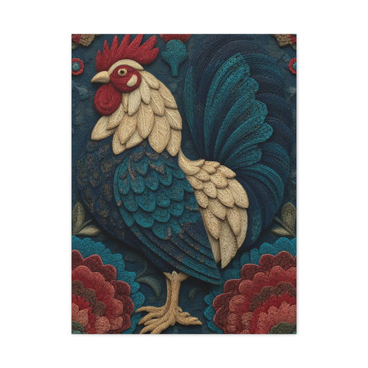 Wycinanki Rooster Folk Ornament Wall Art & Canvas Print